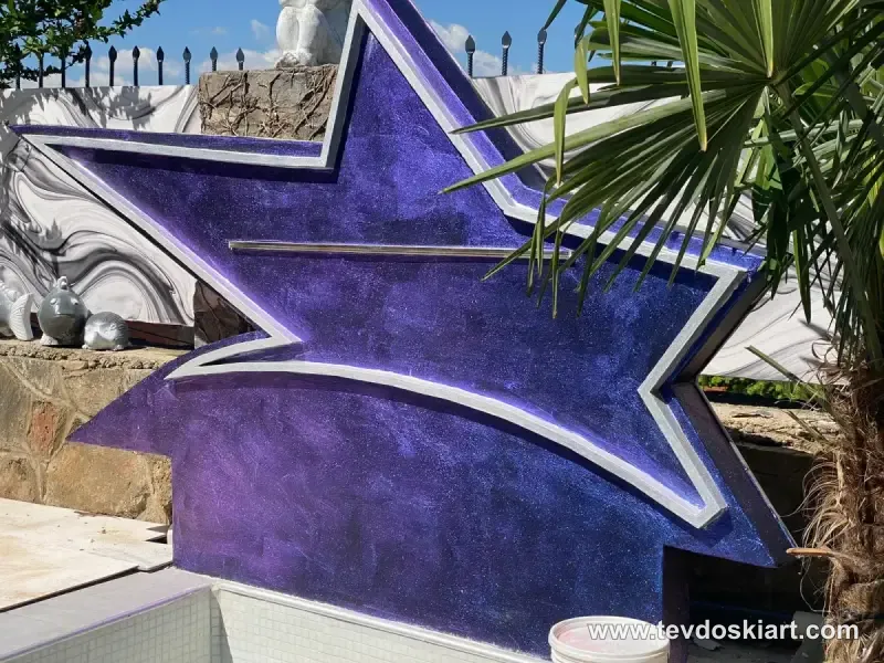 Потоа декоративна скулптура #potoa #predpotoa #decorativnofaranje #tetovo – виолетова металик ѕвезда декоративен финиш Tevdoski Art